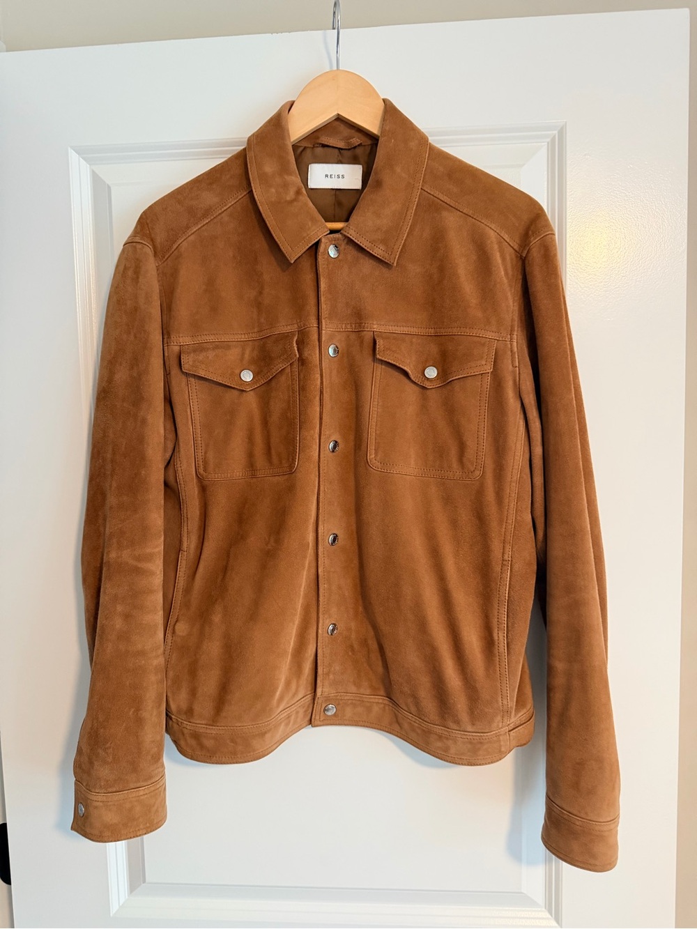 Reiss Camel Suede Bomber Jacket